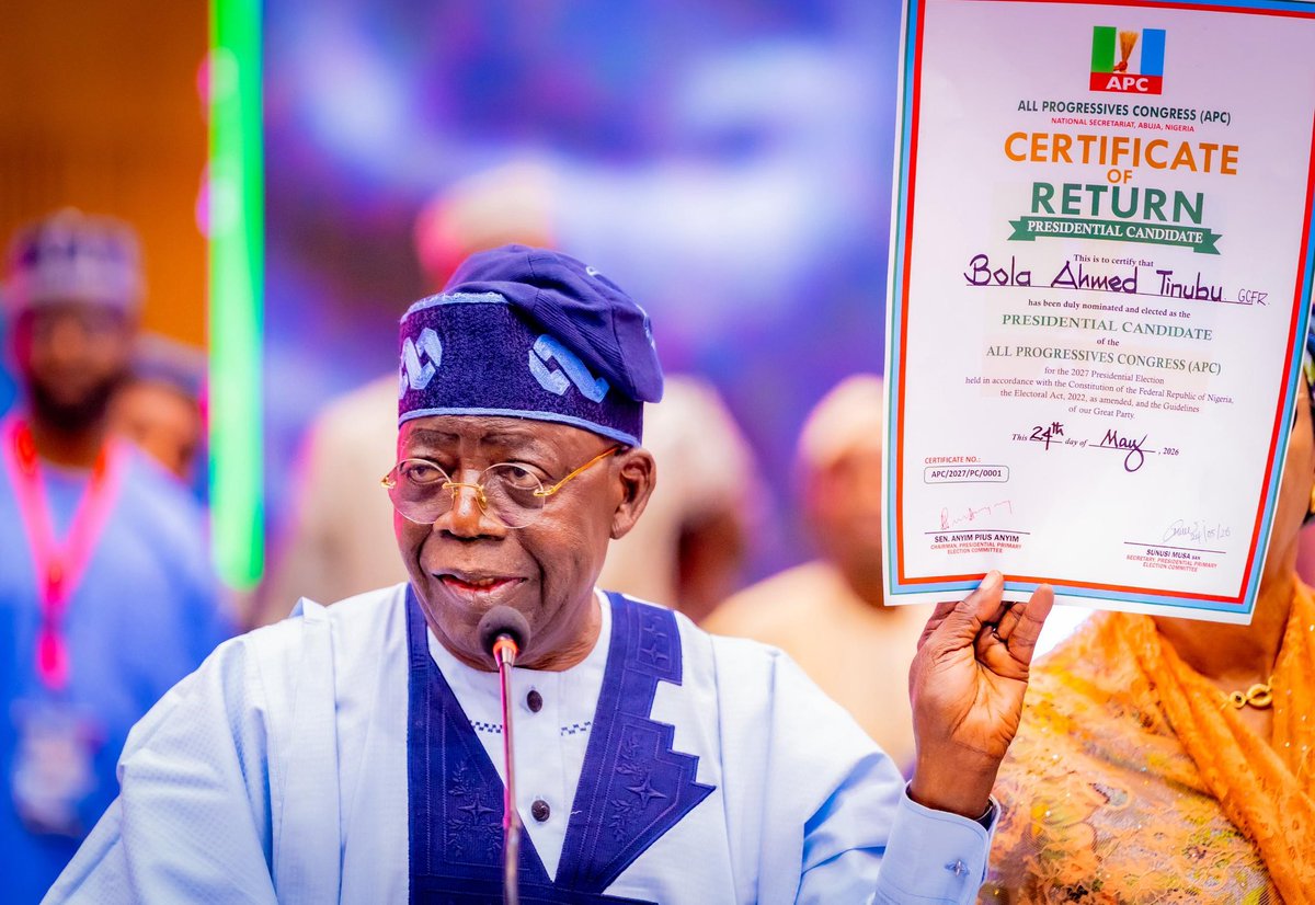 Tinubu secures APC ticket ahead Nigeria’s 2027 Election